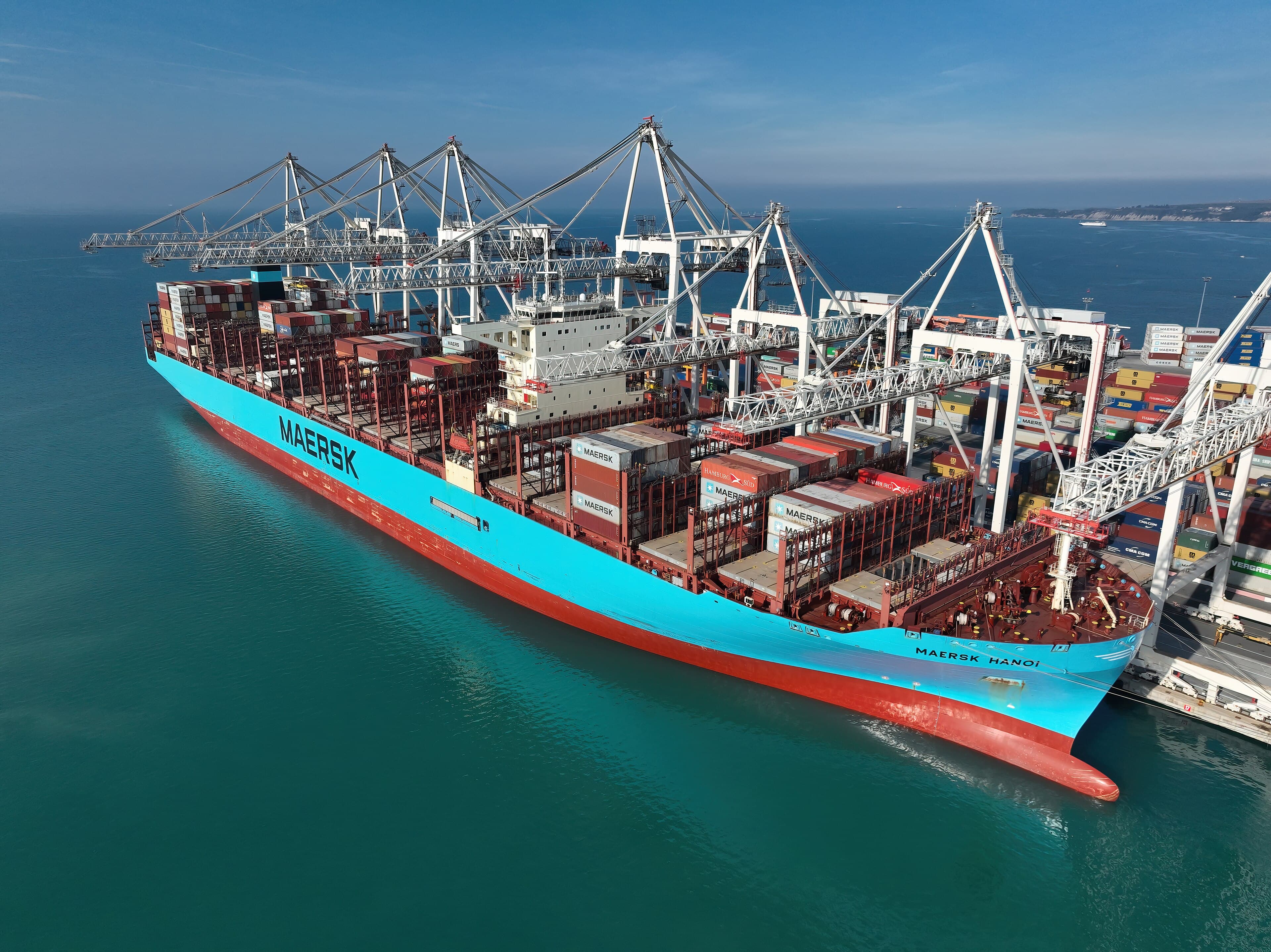 Container ship alongside at a port terminal
